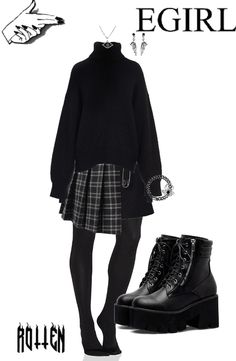 Emo Clothes Inspiration, Dark Baddie Aesthetic Outfits, Winter Egirl Outfits, E Girl Outfits Aesthetic Black, Gothic Inspired Outfits, Emo Inspired Outfits, Edgy Girl Aesthetic, Cute Egirl Outfits, Edgy Girl Outfits