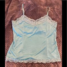 Have The Perfect New Top Ready For Spring And Summer! Gorgeous Perfect Condition Blue Turquoise Lace Cami Szm With Built In Shelf Bra And Cool Adjustable Spay Straps. Love This Too Because It Has The Lace All Around And Not Just On The Front Like Many Do. Only Getting Rid Of It Because I Feel It Is Too Lose On Me And Never Go Anywhere To Wear It Anymore. Can Be Worn Under A Suit Or With A Dress Pant Or Skirt Or On A Date Night With Jeans. Is A Szm. Also Have This In Color Purple As Shown In Last Blue Lace Trim Camisole, Blue Camisole Top With Lace Trim, Blue Lace Trim Camisole Top, Fitted Blue Camisole With Lace Trim, Blue Lace Trim Camisole For Summer, Storm In A Teacup, Princess Vibes, 2000s Outfit, Visual Archive