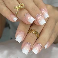 PRICES MAY VARY. 【Service Guarantee】If you have any questions about this white fake nails, please feel free to contact us by Email. In case of transportation damage or quality problems, REPLACEMENT guarantee is provided. 【Eco-Friendly】Our short press on nails are made of environmentally friendly ABS resin material, which is non-toxic, tasteless and environmentally friendly. 【Package Contents】24 PCS Press on Nails & A Nail File & Jelly Glue Stickers.(Durability of jelly glue is NOT as good as liq Pattern Nails, Ombre Pattern, Nagel Tips, Colorful Nails, Fake Nail, Nails Pink, Stick On Nails, Rhinestone Designs, False Nail