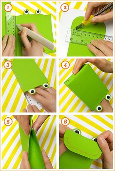 step by step instructions on how to make a frog out of paper and construction material