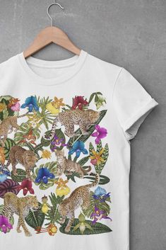 @etsy @redbubble @society6 @designbyhumans #graphictee #graphicshirt #clothing #women #apparel #outfit #fashion #style #trendy #trending #shopsmall #onlineshop #cute #printondemand #printify #top #shit #tee #tshirt #t-Shirt #printshirt #printedshirt #aesthetic #stylish #cool #cute #trendy #trending #boho #hippie #stylish #women #leopard #cheetah #animal #safari #zoo #jungle #wild #flower #floral #tropical #botanical #leaves #leaf #cat #bigcat #wildflower #leo #unique #colorful Multicolor Cotton Tops With Digital Print, Cotton Graphic Tee With Digital Print, Leopard Graphic, Cat Animal, Animal Tshirt, Graphic Shirts, Printed Shirts, Graphic Tee, Floral Print