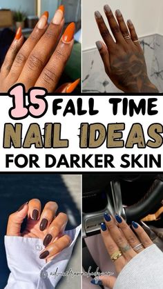 Fall Almond Nails Ideas Brown Skin, Short Fall Nails Black Women, Autumn Color Palette Nails, Fall Nails For Black Women, Color Palette Nails, Fall Nails Black Women, Nails Inspiration Autumn, Nails For Fall Autumn