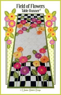 the cover of field of flowers table runner