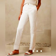 Super Cute Nwt High-Rise Chino Pants. Slim Through The Hip And Thigh. Narrow Leg Opening. Inseam: Petite 29", Regular 31", Tall 34" White Tapered Leg Chinos For Spring, White Chinos For Summer Workwear, Chic Summer Chinos With Tapered Leg, White Summer Chinos For Workwear, White Chinos For Workwear In Summer, Chic Summer Tapered Leg Chinos, Summer High-waisted Tapered Bottoms, White Relaxed Fit Straight Leg Chinos, White Chinos For Spring Workwear