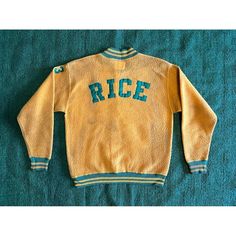 Vintage 50s Champion Knitwear Wool Varsity Jacket Rice Yellow Size Large Measurements 22x26 Sweaters Vintage, Vintage 40s, Vintage Champion, True Vintage, Varsity Jacket, Favorite Outfit, Art Collection, Knitwear, Men Sweater