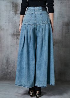 Elegant Blue High Waist Patchwork Denim Wide Leg Pant Skirts SummerFabric: Denim FabricSize & Fit: This garment fits true to size.Length: Size M measures 37.44"from waist to hem.Waist:Fitted - very fitted at natural waist Hip: Loosely Fitted. room for hips. Hand Wash Cold. Skirts Summer, Denim Wide Leg, Summer Elegant, Patchwork Denim, Grey Tie, Coat Stands, Cotton Coat, Wide Leg Pant, Denim Patchwork