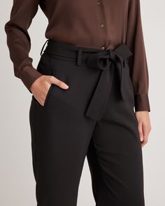 Update your wardrobe with an always-chic paperbag pant. With a little stretch, plenty of pockets, and a removable belt, this will become your go-to pant. Easily dress up or down!  | Quince | Women's Stretch Crepe Paperbag Pants in Black, Size 12, Polyester Elegant Belted Paperbag Waist Bottoms, Elegant Belted Bottoms With Paperbag Waist, Elegant Workwear Bottoms With Tie Waist, Elegant Tie Waist Bottoms For Workwear, Chic Tie Waist Bottoms For Workwear, Chic Workwear Bottoms With Tie Waist, Chic Tie Waist Pants For Workwear, Chic Paperbag Waist Bottoms With Belt Detail, Chic Bottoms With Belt Detail And Paperbag Waist