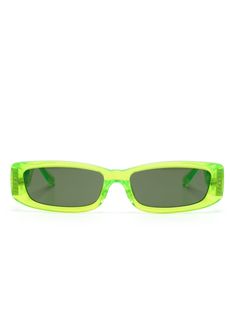 neon green acetate rectangle frame grey tinted lenses UV-protective lenses lens decal translucent design UV-protective lenses at the arms sculpted arms curved tips These glasses come with a protective case. Trendy Green Shield Sunglasses For Summer, Green Sunglasses With Uva Protection For Spring, Trendy Green Shield Sunglasses With Tinted Lenses, Green Cat Eye Sunglasses For Spring, Green Wayfarer Sunglasses For Summer, Green Polarized Shield Sunglasses For Summer, Green Rectangular Sunglasses For Summer, Trendy Green Wayfarer Sunglasses, Trendy Green Sunglasses With Tinted Lenses