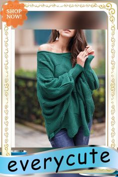 Green Knit Hollow-out Crew Neck Pullover Sweater Casual Textured Knit Sweater With Batwing Sleeves, Casual Sweater With Textured Knit And Batwing Sleeves, Slouchy Long Sleeve Sweater, Green Textured Knit Long Sleeve Top, Green Long Sleeve Knit Sweater, Green Long Sleeve Knit Top For Fall, Green Soft Knit Top For Fall, Green Textured Knit Long Sleeve Sweater, Green Knit Top For Fall