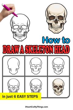 how to draw a skeleton head in just 6 easy steps with pictures and instructions for beginners