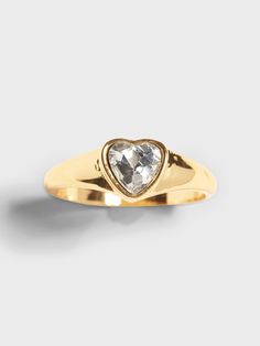 Heart Ring | Banana Republic Trendy Gold Crystal Party Ring, Gold Crystal Gemstone Ring For Promise, Trendy Gold-plated Anniversary Rings, Trendy Gold Plated Rings For Anniversary, Trendy Gold Rings For Anniversary, Gold Crystal Rings Fine Jewelry, Glamorous Yellow Gold Jewelry For Anniversary, Trendy Gold Jewelry With Diamond Accents, Trendy Gold Diamond Jewelry