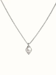 Asa Pearl Necklace - 15.724K Gold PlatedBackUpItemsBirthstone NecklaceLunai Jewelry Silver And Pearl Necklace, Pearl Silver Necklace, Sliver Necklace, Tiny Pearl Necklace, Single Necklace, Silver Necklace Designs, Pearl Charm Necklace, Pearl Drop Necklace, Silver Pearl Necklace