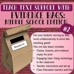 the back cover of a book with instructions on how to use evidence bags for middle school