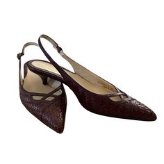 Brand New Size 6b Cole Haan Brown Woven Leather Kitten Heels. Unworn, Retail For $150 At Factory Store Compared To $225. Elegant Brown Slingback Pumps For Formal Occasions, Brown Ankle Strap Kitten Heels For Formal Occasions, Elegant Brown Low Heel Slingback Pumps, Elegant Brown Kitten Heels With Low Heel, Brown Court Shoes With Heel Strap For Formal Occasions, Brown Almond Toe Kitten Heels For Formal Occasions, Elegant Brown Kitten Heels With Almond Toe, Brown Leather Kitten Heels For Formal Occasions, Elegant Brown Kitten Heels For Evening