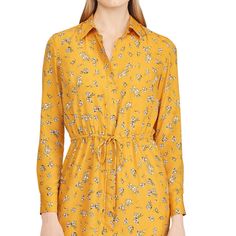 Nwt 10p Ralph Lauren Shirt Dress For Summer Daywear, Ralph Lauren Summer Shirt Dress For Daywear, Ralph Lauren Fall Workwear Dresses, Ralph Lauren Shirt Dress For Spring, Floral Print Shirt Dress For Workwear In Fall, Fall Floral Print Shirt Dress For Workwear, Floral Print Shirt Dress For Fall Workwear, Elegant Yellow Shirt Dress For Work, Chic Ralph Lauren Daywear Dress