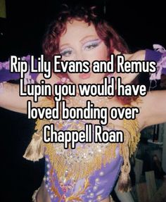 a woman with her arms behind her head and the words rip lily evans and remus lu