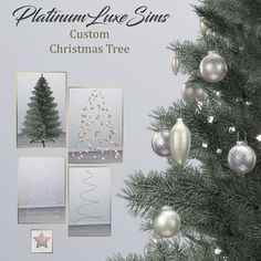 a christmas tree with ornaments hanging from it's branches and the words, custom christmas tree