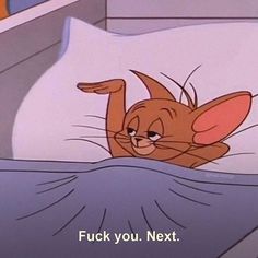 a cartoon cat laying in bed with the caption that reads, you can't sleep