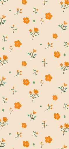 an orange flower pattern on a beige background