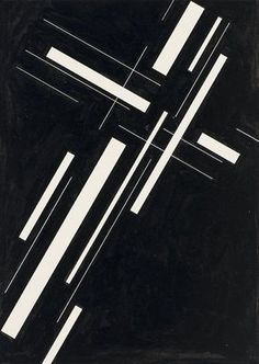 an abstract black and white painting with lines in the shape of a cross on it