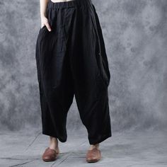 Baggy Linen Pants, Linen Pants For Women, Jumpsuits Summer, Autumn Pants, Trousers Baggy, Short Jackets, Casual Linen Pants, Grey Pants Casual, Harem Trousers