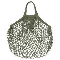 a green net bag on a white background