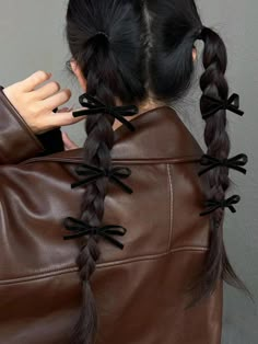 Black  Collar  Iron Alloy Plain  Embellished   Women Accessories Bow Hair Clip, Hair Stylies, Work Hairstyles, Bow Hair, Bow Hair Clips, Aesthetic Hair, College Life, Hair Dos, Pretty Hairstyles