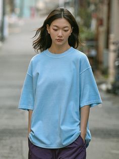 This is a comfortable and trendy t-shirt that is made out of high quality cotton 100%  fabric. With design detail of oversized silhouette and pigment washed fabric, it gives a trendy and modern look. - Round ribbed neckline- Oversized silhouette with dropped shoulder- Pigment washed fabric Oversized Washed Cotton T-shirt, Soft-washed Boxy Fit Cotton T-shirt, Soft-washed Boxy Cotton T-shirt, Boxy Fit Cotton T-shirt, Oversized Acid Wash T-shirt For Everyday, Washed Blue Cotton T-shirt For Streetwear, Oversized Acid Wash Cotton Tops, Blue Cotton Drop Shoulder T-shirt, Oversized Acid Wash Basic T-shirt