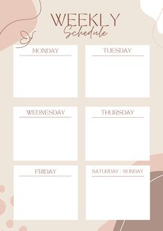 the weekly schedule is shown with pink flowers