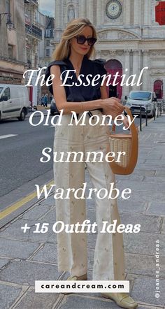 Upgrade your summer look with our Old Money Summer Capsule Wardrobe! We've put together 15 elegant outfit ideas that will awaken your old money style with a mix of 25+ chic summer essentials. Feel confident owning your aesthetic this summer with the relaxed yet refined old money summer style. These outfit ideas are truly an inspiration for crafting your timeless capsule wardrobe. Plus: old money look, old money summer outfits. Chic Summer Style Classy, Dressing Like Old Money Women, Summer Fashion Essentials, Marthas Vinyard Outfits, Classic Fashion Style Summer, Stealth Wealth Summer Style, Casual And Elegant Outfits, Old Money Women Style Summer, Amal Clooney Summer Style