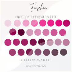 the color swatches for fuschia procreate color palettes are available in multiple colors