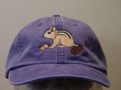 NEW EMBROIDERED CHIPMUNK WILDLIFE BASEBALL HAT (HATS PICTURED ARE PURPLE, STONE, FOREST GREEN AND PALE PINK) Adams Optimum 6 Panel Baseball Hat Low Profile - 100% Cotton Twill Adult Cap Pigment Dyed - Garment Washed Hat 6 Panels with Sewn Matching Eyelet Visor with 3 Rows of Stitching Pre-formed Bill - Leather Strap with Brass Grommet Adjustable - One Size Fits Most An Extremely Comfortable Baseball Hat! Enjoy the Embroidered Chipmunk Wildlife Hat! We have 24 Different Solid Color Baseball Hats Embroidery Apparel, How To Wash Hats, Women Baseball, Baseball Gifts, Baseball Women, Embroidery On Clothes, Embroidered Hats, Wild Life, Chipmunks