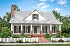 this is a computer rendering of a small house with porches and columns on the front