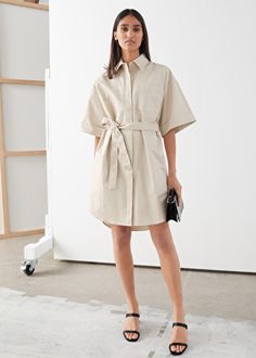 Beige Shirt Dress, Graphic Print Dress, Beige Shirt, Utility Shirt, Belted Midi Dress, Dress Beige, Belted Shirt Dress, Puff Sleeve Dresses, Mini Dress Shop