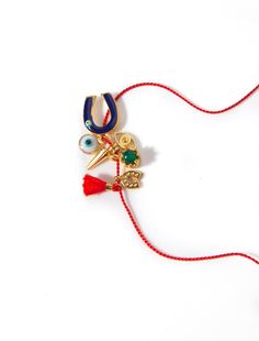 All The Luck Charm Necklace - Sunday Forever Ceramic Evil Eye, Stone Rose, Red String, Small Boutique, Vintage Patches, Swarovski Stones, Luck Charm, Luck Charms, 22k Gold