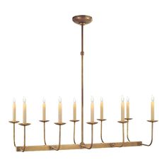 a large brass chandelier with twelve candles hanging from it's center point