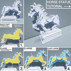 the instructions for how to make a pixellated horse statue