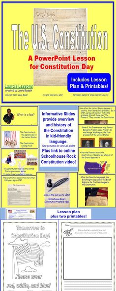 the u s constitution powerpoint lesson for construction day includes lessons and printables