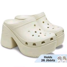 Elevate Your Casual Look With These Crocs Siren Clog Slides. These Slip-On Shoes Feature A Solid White Pattern And A 3.6 Inch Heel Height, Making Them Perfect For Travel, Workwear, Or A Casual Day Out. The Lightweight And Breathable Design, Combined With The Rubber Upper Material, Makes Them Suitable For All Seasons, Including Winter, Summer, Fall, And Spring. These Women's Shoes Are Added Height Clogs, Perfect For Walking, Beach Activities, Or School. The Slip-On Closure Provides Ease Of Wear, Casual High Heel Chunky Platform Clogs, Casual White Platform Slippers With Chunky Platform, White Casual Platform Mules, Casual White Platform Mules, Trendy Beige Clogs With Round Toe, Trendy Beige Round Toe Clogs, White High Heel Platform Clogs, White Casual Wedge Heel Mules, Casual White Wedge Heel Mules