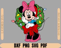 an image of a cartoon character with a christmas wreath on his head and the words dxf png svg