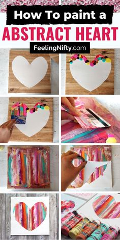 how to paint a abstract heart with tissue paper