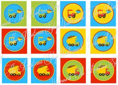 printable dump truck cupcake toppers for birthdays or baby shower parties - set of 12