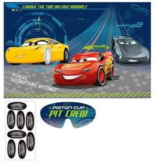 the cars movie poster with sunglasses and stickers for kids to use on their glasses