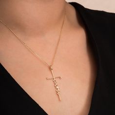 14k 18K Solid Gold Faith Cross Necklace, Faith Dainty Cross Pendant, Faith Gold Pendant, Holy Pendant Necklaces, Baptism Gifts, Christian Jewelry, Mothers Day Gift  Faith Cross Necklace, Dainty Religion Necklace, Religious Necklaces, Holy Necklaces, Baptism Gifts, Christian Jewelry, Mothers Day Gift  FAITH Cross necklace, vertical Christian necklace with Bible verse, Faith pendant, Christian jewelry, Easter gift, gifts for her  Material: Solid Gold (Not Gold Filled or Gold Plated) Available gold Personalized 14k Gold Cross Pendant Necklace, Elegant Personalized Cross Pendant Jewelry, Personalized 14k Gold Cross Necklace, Personalized Gold Crucifix Jewelry, Elegant Personalized Cross Jewelry, Elegant Personalized Cross Necklace, Elegant Personalized Cross Necklace For Anniversary, Personalized Elegant Cross Necklace, Personalized Yellow Gold Cross Pendant Jewelry