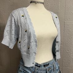 Light Blue Button Up Crop Top, Size Medium. New With Tags Light Blue Buttoned Top For Spring, Light Blue Tops With Button Closure For Spring, Button Up Top, Wild Fable, Button Up, Color Blue, Crop Top, Light Blue, Womens Tops