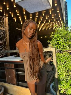 Color 30 Faux Locs, Honey Brown Faux Locs, Brown Faux Locs Black Women, Color 30 Soft Locs, Dark Skin Braids, Faux Locs Brown, Brown Faux Locs, Faux Locs Extensions, Locs Extensions