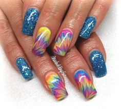 Tye Dye Nails, Spring Nails 2023 Gel, Nails 2023 Gel, Spring Nails 2023, Fab Nails, Summer Acrylic, Summer Gel Nails, Colorful Nail