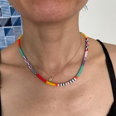 Hand-woven Necklace, Multicolor Beaded Jewelry, Boho Chic Necklace, Ethnic Necklace for Women, Trendy Necklace, Beaded Choker, Turkish Gifts - Etsy Bohemian Choker With Round Letter Beads, Handmade Heishi Beads Choker As Gift, Handmade Heishi Bead Choker Perfect As A Gift, Heishi Beads For Jewelry Making, Bohemian Letter Beads Choker Gift, Multicolor Handwoven Beaded Choker Necklace, Festival Letter Beads, Handwoven Necklace, Turkish Gifts