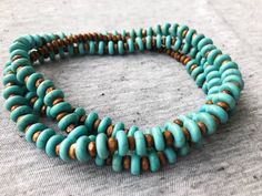 Long Turquoise Beaded Necklace Turquoise and Wood Beads Long - Etsy Turquoise Gemstone Beaded Bracelets For Beach, Turquoise Gemstone Beads Bracelet For Beach, Southwestern Style Large Beads For Beach, Southwestern Style Large Beads, Southwestern Style Large Beach Beads, Turquoise Round Beads Necklace For Beach, Turquoise Necklace With Round Beads For Beach, Turquoise Necklace With Spacer Beads For Beach, Turquoise Beach Necklace With Round Spacer Beads