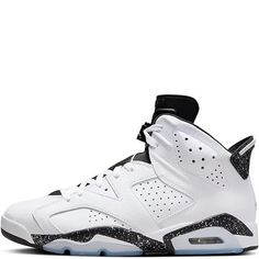 Jordan Mens Air Jordan 6 Retro Reverse Oreo Basketball Sneakers High-top Jordan Shoes With Perforations And White Sole, Jordan Lace-up Shoes With Perforations And White Sole, Leather Jordan Shoes With Perforations For Streetwear, Mid-top Jordan Shoes With Perforations For Streetwear, Jordan Shoes With Perforations For Streetwear, Leather Basketball Shoes With Speckled Midsole, White Jordan Shoes With Perforated Toe Box For Streetwear, Leather Basketball Shoes With Speckled Midsole And White Sole, Streetwear High-top Jordan Shoes With Speckled Midsole